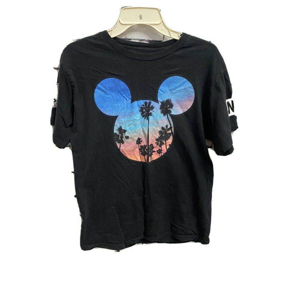 Disney Collection by Neff Sunset Palm Trees Mickey Mouse Black‎ T-shirt Size M